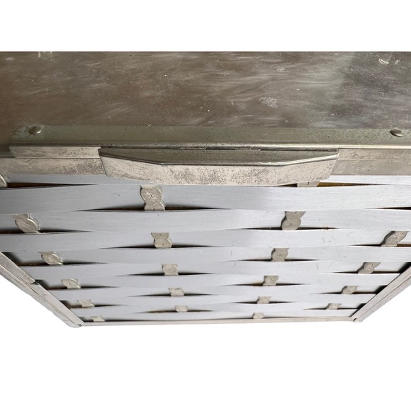 Vintage Majestic Handbag Lucite Handle Chrome Box Metal Weave Design - Picture 9 of 13